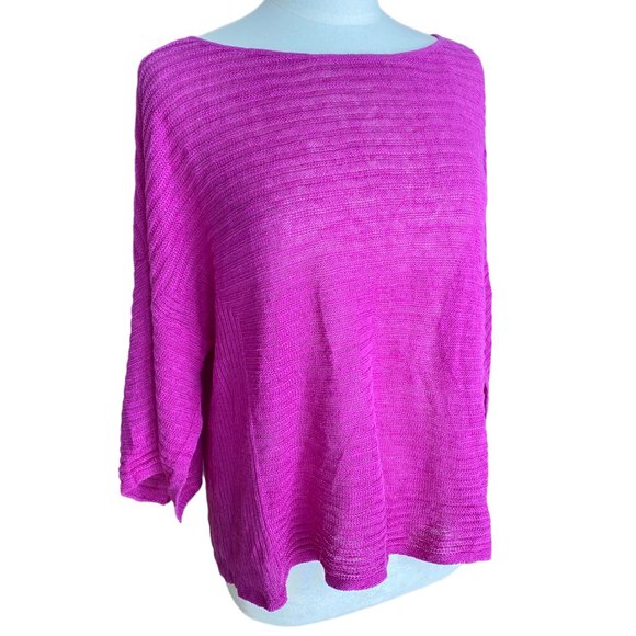 Eileen Fisher Organic Linen Slub Pullover Summer Short Sleeve Beachy Sweater -XL - Picture 1 of 10